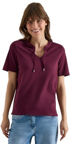 Cecil Kurzarm Shirt mit Split Neck Sweet Grape red XXL