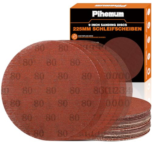 pihemum 30 Pièces Disque Abrasif Maille 225mm Grain 80 120 180 240 320 400 Disque Poncage 225mm pour Ponceuse Girafe