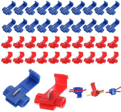 GNALIA Stromdieb Kfz, 40 Stück, Rot (0,5-1,0 Mm²), Blau (0,75-2,5 Mm²), Abzweigverbinder Set, Kabelabzweiger, Schnellverbinder Für Auto-Elektrik