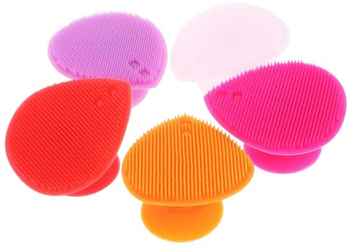IMIKEYA Brosse de Bain Couleur Aléatoire de Cœur 5pcs en Silicone pour Bébé, Brosse de Massage Multifonctionnelle Facile à Utiliser, Stimule la Circulation Sanguine