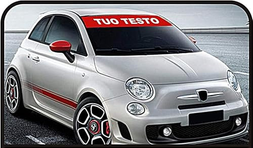 adesivi FASCIA PARASOLE compatibili con 500 ed altre auto (NERO OPACO (SCRITTA BIANCA))
