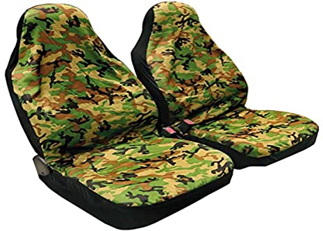 LAMPA 53260 Camouflage, Paar Vordersitzbezüge aus Polyester, Universal