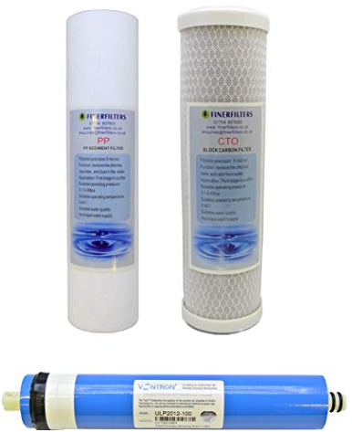 FINERFILTERS 3 Stage Drop In 100GPD Aquatic Reverse Osmosis Replacement Water Filters and Membrane