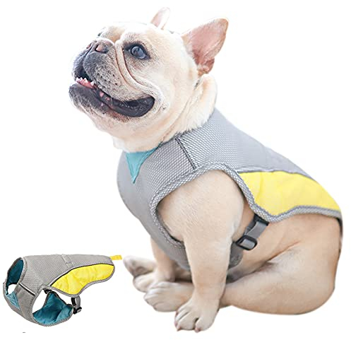 Hifrenchies Kühlgeschirr Weste für Hunde Französische Bulldogge Sommer Kühlweste Outdoor Hundejacke Sicherheit Reflektierende Weste Kühljacke Sonnenschutz Haustier Mantel Weste für Frenchie (Medium)