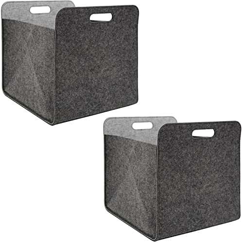 DuneDesign 2er Set: Recycling Filz Aufbewahrungsbox 33x38x33 - Kompatibel mit Kallax Regal - Cube Organizer Regalfach Einsatz - Ordnungsbox Kinderzimmer Filzkorb Aufbewahrung Kinder Spielzeugkiste