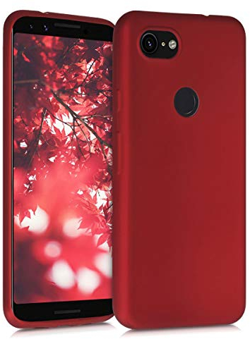 kwmobile Housse Compatible avec Google Pixel 3a Coque - Housse de téléphone Protection Souple en TPU - Rouge foncé métallique