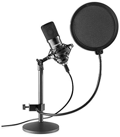 Vonyx CMTS300 USB-Kondensatormikrofon mit Tischständer, Shockmount, Poppfilter und Windschutz - schwarz
