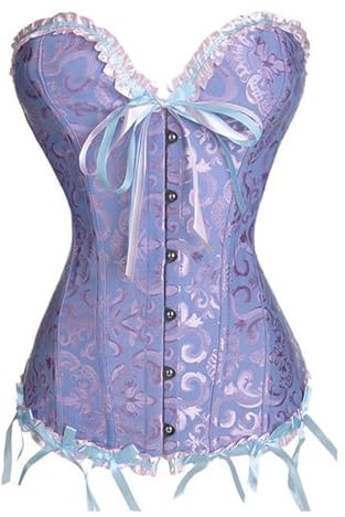 Dreamburn Bustiers Corsetti Lingerie Da Sposa Pizzo Raso Disossato Corsetto Donna Gotico Corsetto Cinchers Overbust Body, rosa-blu, S
