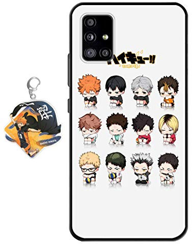 Staremeplz Hülle für Samsung Galaxy A51 Anime Handyhülle [Mit Schlüsselbund] Cartoons Volleyball Junior Silikon Sanft Bumper Case Hülle für Samsung Galaxy A51