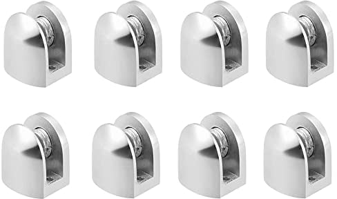 Spldsun 8 Pezzi Morsetto di Vetro Lega, Morsetto Regolabile, Staffa di Vetro in Lega di Zinco, Con Viti di Montaggio Accessory,Ampiamente Usato in Bagni, Hotel, Parrucchieri ecc (10mm)