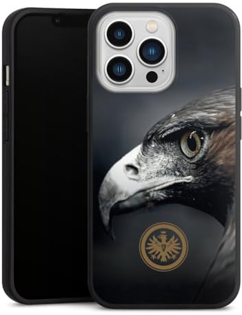 Premium Silikon Hülle kompatibel mit Apple iPhone 13 Pro Handyhülle schwarz Case Eintracht Frankfurt Offizielles Lizenzprodukt Adler
