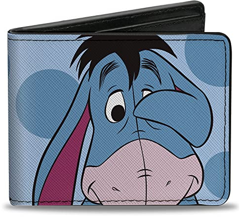 Buckle-Down Brieftasche Bifold PU Winnie the Pooh Eeyore Charakter Close Up Pose und Text Blau, Winnie The Pooh