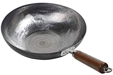 HMTE Pentola in Ferro Antiaderente Tradizionale forgiata a Mano Pentola per Wok Pre-regolata, addensata e Non Rivestita