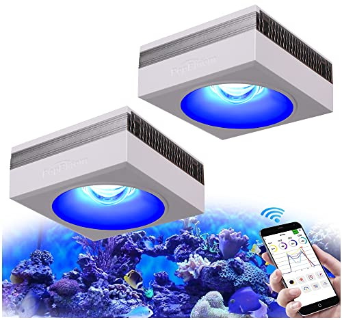 PopBloom RL90 WiFi Meerwasser LED 200W, Salzwasser LED Beleuchtung für Reef Coral Fish Wasserpflanzen Salzwasser Aquarium,APP unterstützt Deutsch (2 WiFi Lampe mit Aufhängung)