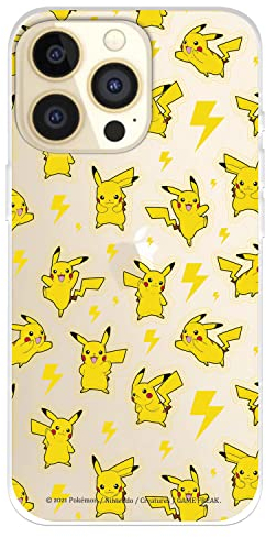 Schutzhülle für iPhone 14 Pro, offizielles Pokémon-Muster, Pikachu-Muster zum Schutz Ihres Handys, weiches Silikon, mit offizieller Pokémon-Lizenz