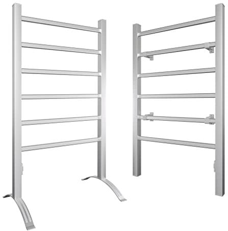 GYMAX Scaldasalviette Elettrico, Porta Asciugamani in Alluminio, Riscalda 45-50 °C, in Piedi & a Parete, Include Accessori a Parete