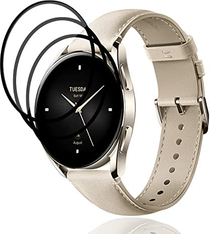 Yiunssy Protector de Pantalla para Xiaomi Mi Watch S2 42MM Cristal Templado [3 Piezas], Antihuellas/Antiarañazos/9H Dureza,HD Vidrio Templado para Xiaomi Mi Watch S2 42MM