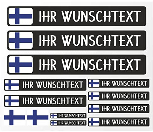 Samunshi® Fahrrad Namensaufkleber Finnland Flagge - Name für Auto Motorrad Fahrrad Helm - Aufkleber Sticker Set personalisiert - Tuningaufkleber