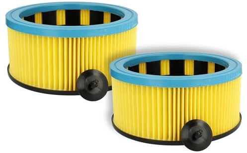 vhbw 2x Faltenfilter kompatibel mit Kress 98039802 | 1400 RS EA Nass- & Trockensauger - Patronenfilter, Gelb Schwarz Blau, Abwaschbar
