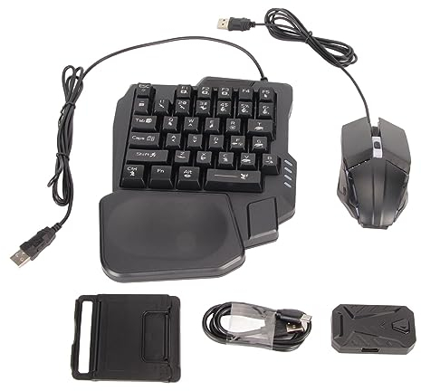 TZ 007 Einhand-Tastatur-Maus-USB-Typ-C-Splitter-Kombination, Kabelgebundene Kabellose Verbindung, Einhand Gaming Tastatur mit RGB-LED-Hintergrundbeleuchtung, Gaming-Adapter-Kombination für PUBG, Dota,