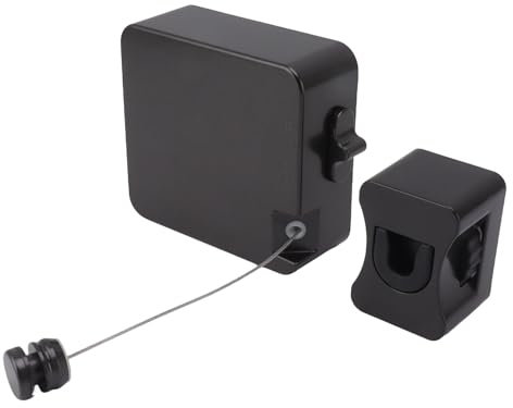 PenRux Corde à Linge Rétractable, 6 M, Robuste, en Acier Inoxydable 304, Ligne de Séchage Amovible, Portable, Réglable, pour la Maison, Les Voyages, Le Camping (9026B Noir)