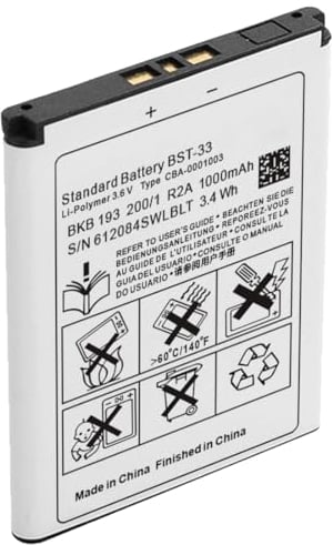 Akku für Sony Ericsson BST-33, (𝟏𝟎𝟎𝟎𝐦𝐀𝐡) High Power Ersatzakku Kompatibel mit für C901i C903i K800i K810i W205i W595i W880i W960i