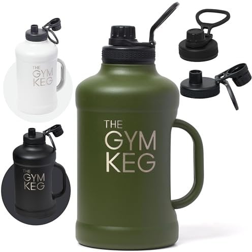 Gym Keg - Botella de agua de 2 litros, botella de agua más fría, botella de agua grande aislada, acero inoxidable duradero, mantiene el agua fría durante 24 horas y caliente durante 12 horas, apta