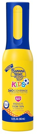 Banana Boat 360 Coverage Kids Sunscreen Mist SPF 50 | Refillable Bottle, Kids Spray Sunscreen SPF 50, Non-Aerosol Childrens Sunblock, 360 Coverage Spray, 5.5Fl Oz