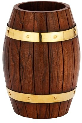 NKlaus Penhalter Fassdesign Echtholz Messing 9,5x6,5cm Deko, 1 Stück | Stifthalter in Fassform; Gewicht 140g; maritime Dekoration