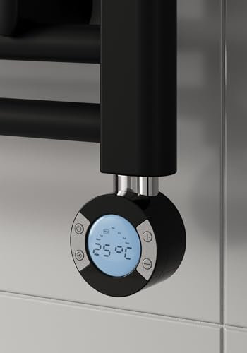 AQUAWORLD Thermostatic Touch Control Electric Heating Element for Heated Towel Rail Black Digital Heating Element for Towel Warmer Radiator - 300 Watts