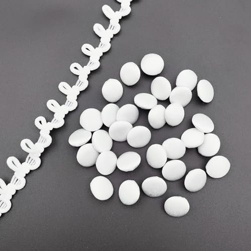 YOOGCORETT Knöpfe mit Knopfloch, für Brautkleid, Hochzeitskleid, Nähen, Kleidung, Zubehör, 12,5 mm, Weiß, 30 Stück
