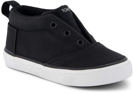 TOMS Boys Fenix Mid Sneaker, Black Microsuede, 3 UK Child