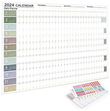 Kalender Jahresplaner 2024 im Posterformat 14 Monate Querformat Wandplaner, Jahreskalender, Posterkalender zur Dekoration geeignet Wandkalender