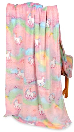 FEBE Kuscheldecke Kinder Leuchtend im Dunkeln Einhorn 150x200 Flauschige Weiche Kinderdecke Kinderbettdecke Mädchen Jungen Glow Blanket