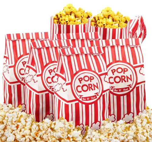 Tebery 400 Stück Popcorn Tüten, 21x9cm Papier Popcorn Tüten, Süßigkeitenbehälter für Filmabend, Film, Nacht, Party, Hochzeit, Geburtstag