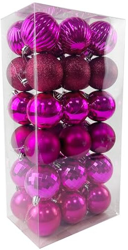 36PCS 6CM Rose Red Shatterproof Christmas Balls Hanging Ornaments for Home Xmas Party