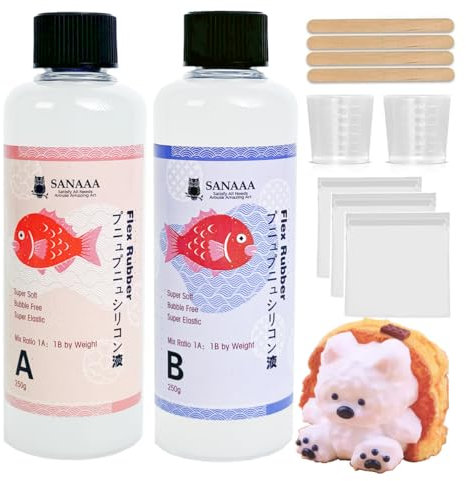 SANAAA Flüssigsilikon für Squishy Maker, superweiches Silikonkautschuk, Mischungsverhältnis AB 1:1 für Taba Squishy, DIY Dekompressionsgeschenk(500g)