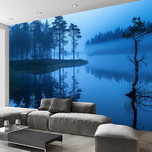 Papier Peint Auto-Adhésif Papier Peint Autocollant Mural En Vinyle, Lac De La Forêt De Pins Scandinaves Plastique Imperméable À L'Eau Avec Dos Collant Autocollant Mural Papier De Contact Peel And