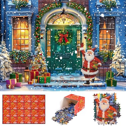 Joymaking Weihnachtspuzzle 1008 Teile Weihnachts Puzzle Erwachsene und Kinder, 24 Boxen Weihnachts Puzzles Geschenke, Puzzle Adventskalender Weihnachtsmann, Adventskalender Puzzle