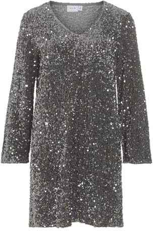 Vila Damen Vifaith V-Neck L/S Sequin Dress/Vol Vifaith V-Neck L/S Sequin Dress/Vol (1er Pack)
