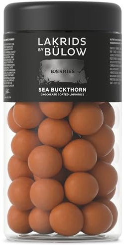 LAKRIDS BY BÜLOW - Sea Buckthorn - 295g - Dänische Gourmet Lakritz-Kugeln - Süßer Lakritzkern umhüllt mit weißer Schokolade & Sanddorn
