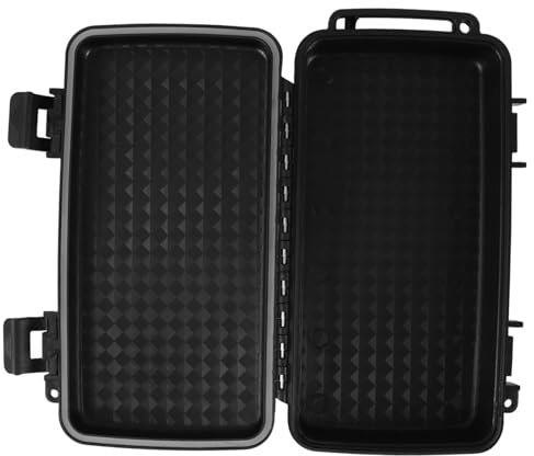 jojofuny Portable Waterproof Hard Case, Shockproof Carrying Case for Outdoor Tools, Black Plastic Storage Box with Handle, 22 x 13.5 x 5 cm
