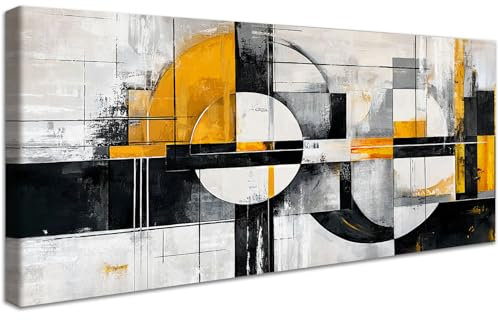 Mit Rahmen Leinwand Bilder Geometrisch Rund Schwarz Gold Grau Abstrakt Leinwandbilder Bild auf Leinwand Malerei Poster Abstrakt Bild Wandbilder Heim Wohnzimmer Schlafzimmer Wanddekoration 50x120cm
