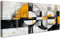 Mit Rahmen Leinwand Bilder Geometrisch Rund Schwarz Gold Grau Abstrakt Leinwandbilder Bild auf Leinwand Malerei Poster Abstrakt Bild Wandbilder Heim Wohnzimmer Schlafzimmer Wanddekoration 50x120cm
