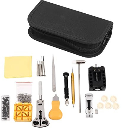 NSTVVEE 150-teiliges Uhrenreparatur-Werkzeugset, Uhrengliedstift-Entferner, Gehäuseöffner, Federsteg-Entferner, Uhrenbatterie-Ersatz, Armbandnadel, T-Reparaturwerkzeuge und Zubehör (wie ab