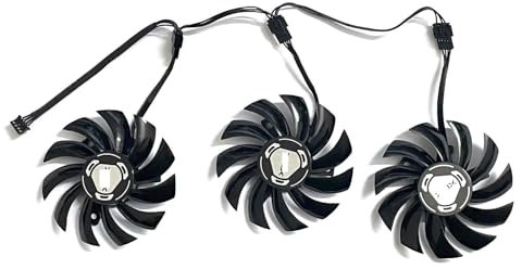 QKFTCSDW 3FAN 4PIN 75MM XFX RX 590 GPU-Lüfter kompatibel mit XFX RX590 GME 8G Outre Graphics Cooling Fan T128010SU PLD10010S12HH(3 Fan)