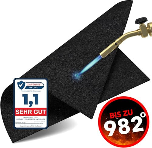 EVOCAMP tappetino ignifugo 60x60 cm, tappeto saldatura, coperta ignifuga antincendio, telo ignifugo, tappeto per barbecue, coperta antifiamma, tappetino da lavoro, resiste fino a 982 °C