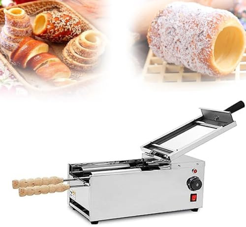 Skorstenskakugn elektrisk kommersiell maskin med 2 trärullar, cake pops-rullmaskin, grillmaskin för hemmaglass, lämplig för restaurangens snackbar