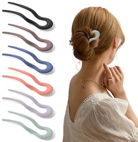6 horquillas de pelo francesas para mujer, onduladas en forma de U, para peinar, pinzas de pelo acrílicas para peinar, horquillas para moños