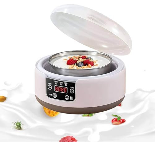Máquina de Yogur, yogurtera con Control de Temperatura y Tiempo Ajustable, yogurtera automática Digital con Pantalla LCD y Temperatura Constante (con 5 tarros de Cristal)